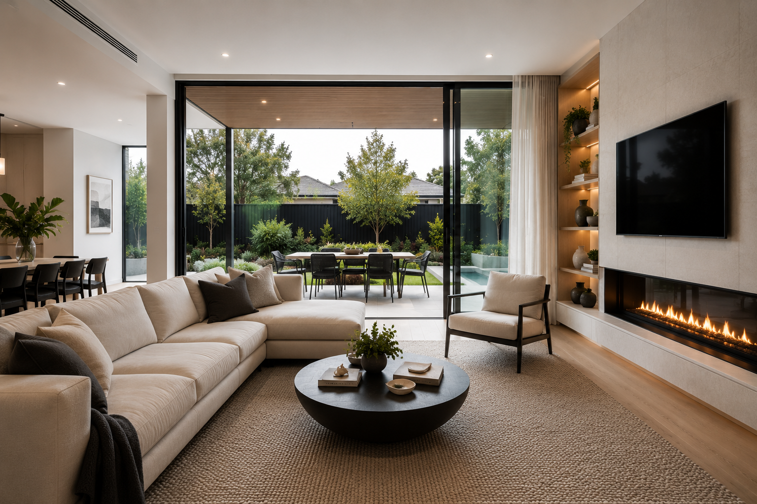 Family in modern home
